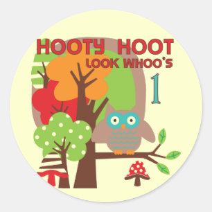 Pegatina Redonda Camisetas y regalos de Owl First Birthday