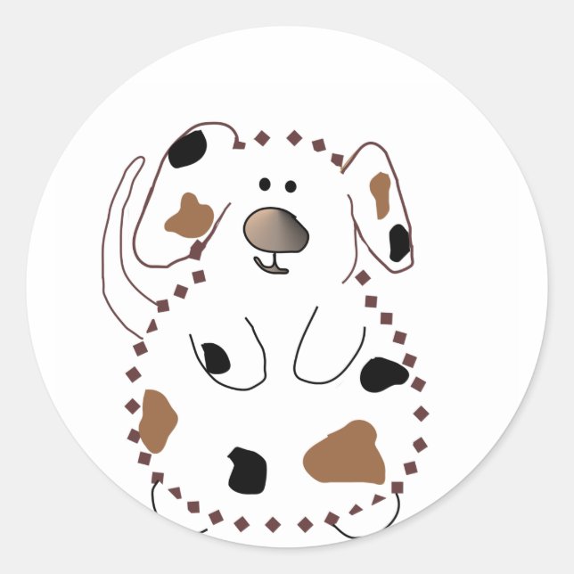 Pegatina Redonda Camisetas y regalos de perro de dibujos animados (Anverso)