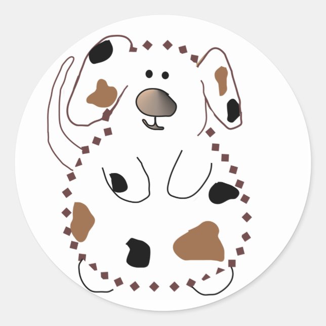 Pegatina Redonda Camisetas y regalos de perro de dibujos animados (Anverso)