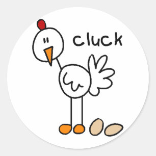 Pegatina Redonda Camisetas y regalos de pollo dice cluck