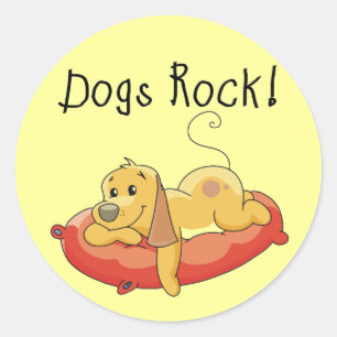 Pegatina Redonda Camisetas y regalos de rock para perros