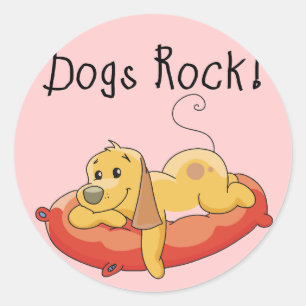 Pegatina Redonda Camisetas y regalos de rock para perros