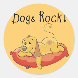 Pegatina Redonda Camisetas y regalos de rock para perros