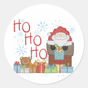 Pegatina Redonda Camisetas y regalos de Santa Ho Ho Ho