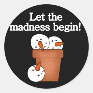 Pegatina Redonda Camisetas y regalos de Snowman Holiday Madness