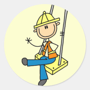 Pegatina Redonda Camisetas y regalos de trabajador de construcción