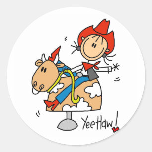 Pegatina Redonda Camisetas y regalos de vaquera Yee Haw