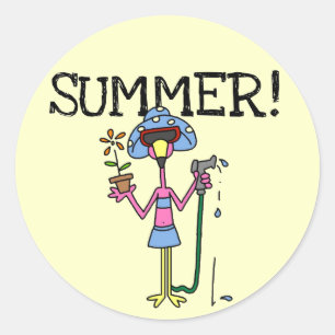 Pegatina Redonda Camisetas y regalos de verano de Flamingo Rosado