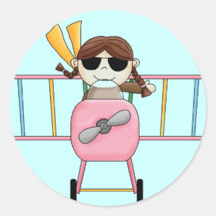 Pegatina Redonda Camisetas y regalos del chica Pilot