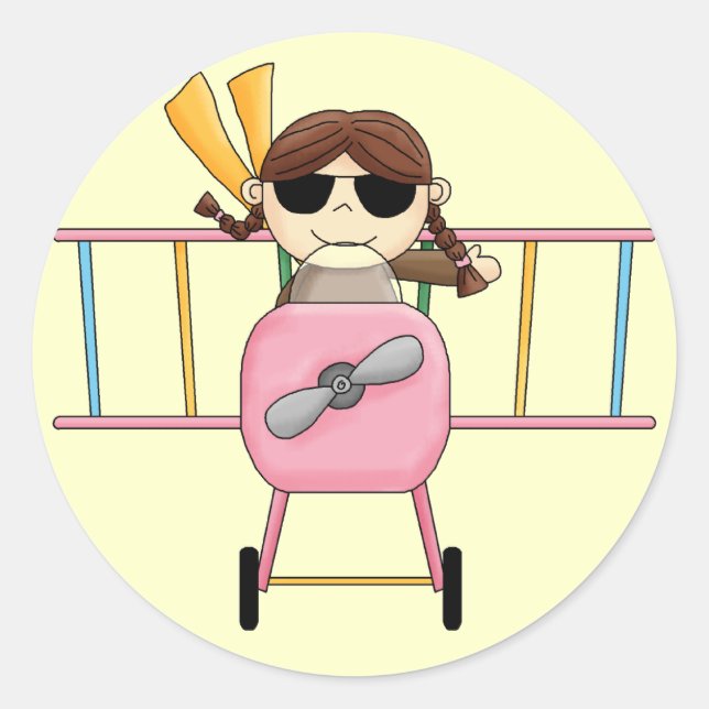 Pegatina Redonda Camisetas y regalos del chica Pilot (Anverso)