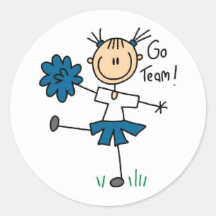 Pegatina Redonda Camisetas y regalos del equipo Blue Go Cheerader