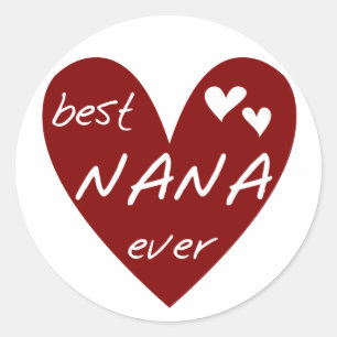 Pegatina Redonda Camisetas y regalos del mejor corazón rojo de Nana