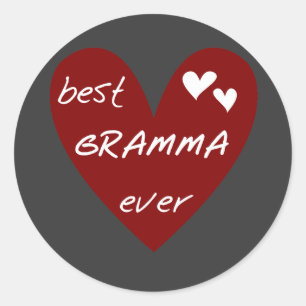 Pegatina Redonda Camisetas y regalos del mejor Gramma del corazón r