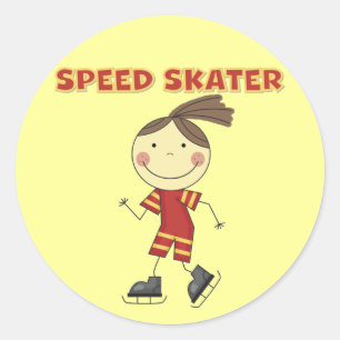 Pegatina Redonda Camisetas y regalos del patinador de la velocidad