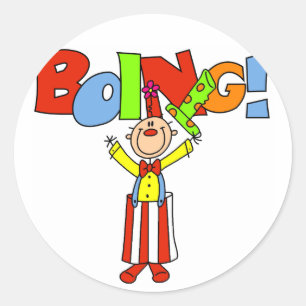 Pegatina Redonda Camisetas y regalos del payaso Boing