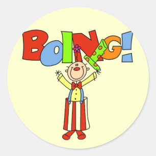 Pegatina Redonda Camisetas y regalos del payaso Boing