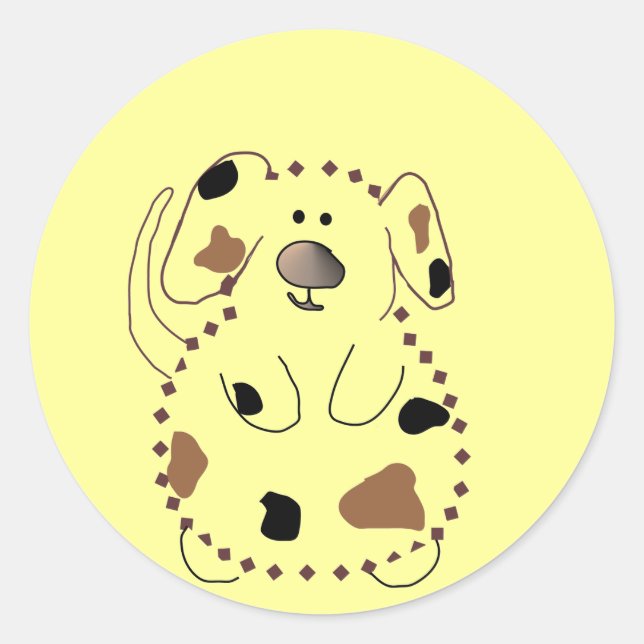 Pegatina Redonda Camisetas y regalos del perro del dibujo animado (Anverso)