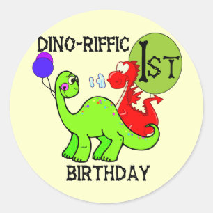 Pegatina Redonda Camisetas y regalos del primer cumpleaños de Dinos