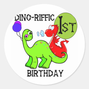 Pegatina Redonda Camisetas y regalos del primer cumpleaños de Dinos