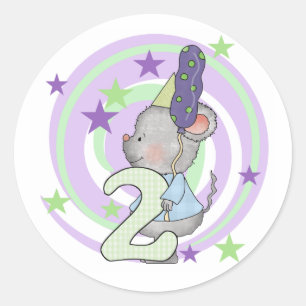 Pegatina Redonda Camisetas y regalos del segundo cumpleaños del rat