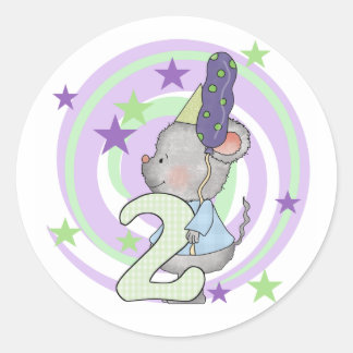 Pegatina Redonda Camisetas y regalos del segundo cumpleaños del rat