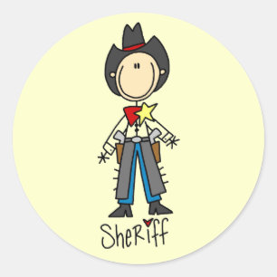 Pegatina Redonda Camisetas y regalos del sheriff vaquero