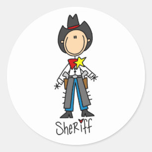 Pegatina Redonda Camisetas y regalos del sheriff vaquero