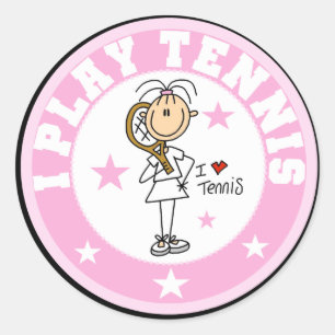 Pegatina Redonda Camisetas y regalos del tenis del juego del chica
