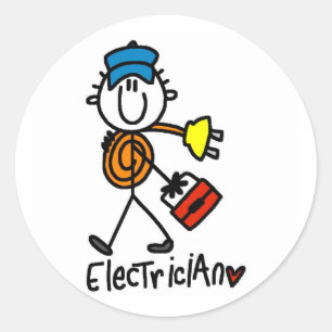 Pegatina Redonda Camisetas y regalos eléctricos básicos