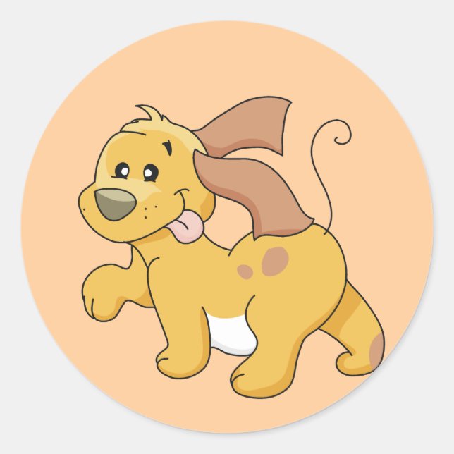 Pegatina Redonda Camisetas y regalos felices del perro de Brown (Anverso)