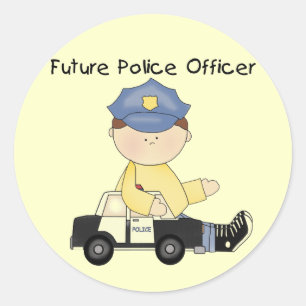 Pegatina Redonda Camisetas y regalos futuros del oficial de policí