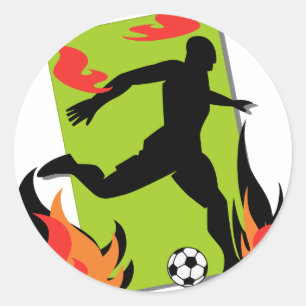 Pegatina Redonda Camisetas y regalos llameantes del fútbol