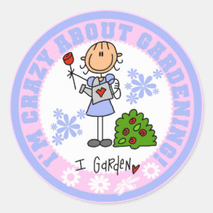 Pegatina Redonda Camisetas y regalos locos por la jardinería