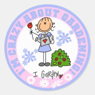 Pegatina Redonda Camisetas y regalos locos por la jardinería