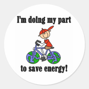 Pegatina Redonda Camisetas y regalos para ahorrar energía y protege