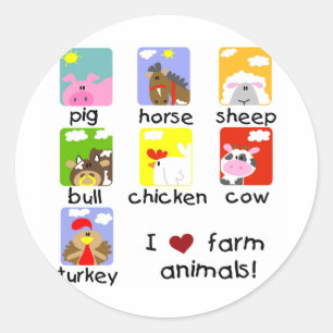 Pegatina Redonda Camisetas y regalos para animales de granja