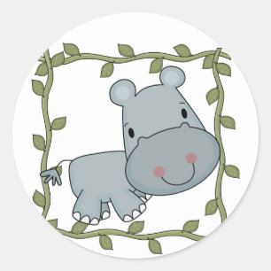 Pegatina Redonda Camisetas y regalos para bebés Hippo