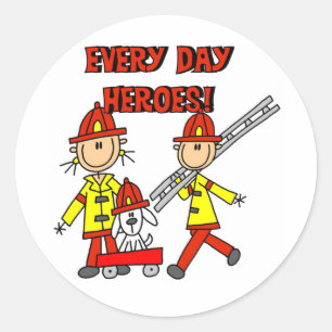 Pegatina Redonda Camisetas y regalos para bomberos héroes de todos