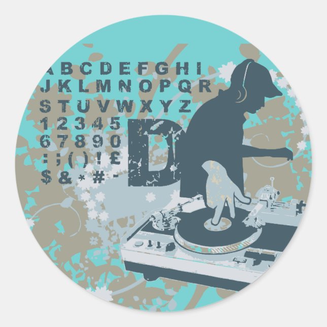 Pegatina Redonda Camisetas y regalos para DJ (Anverso)