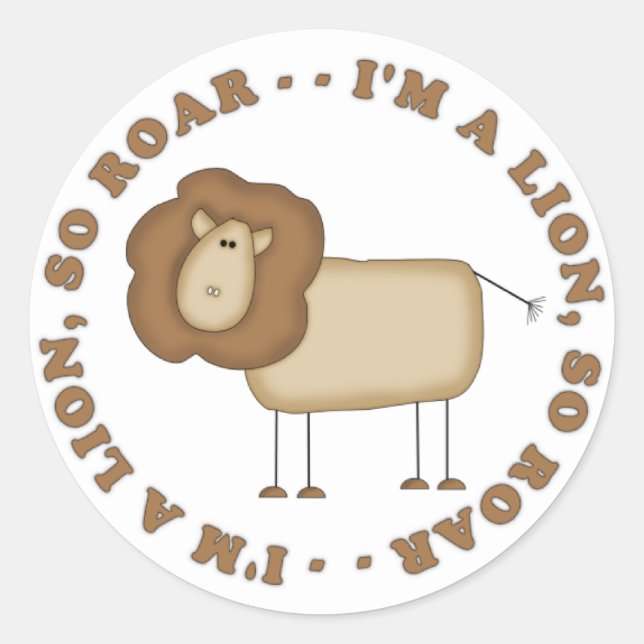 Pegatina Redonda Camisetas y regalos para el rugir del león (Anverso)