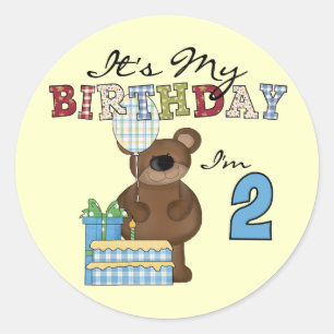 Pegatina Redonda Camisetas y regalos para el segundo cumpleaños del