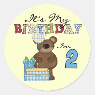Pegatina Redonda Camisetas y regalos para el segundo cumpleaños del