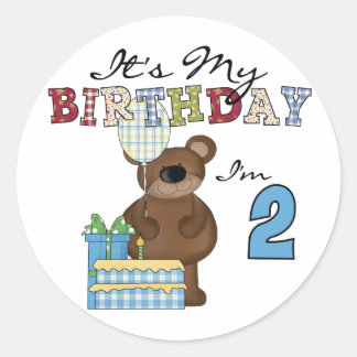 Pegatina Redonda Camisetas y regalos para el segundo cumpleaños del