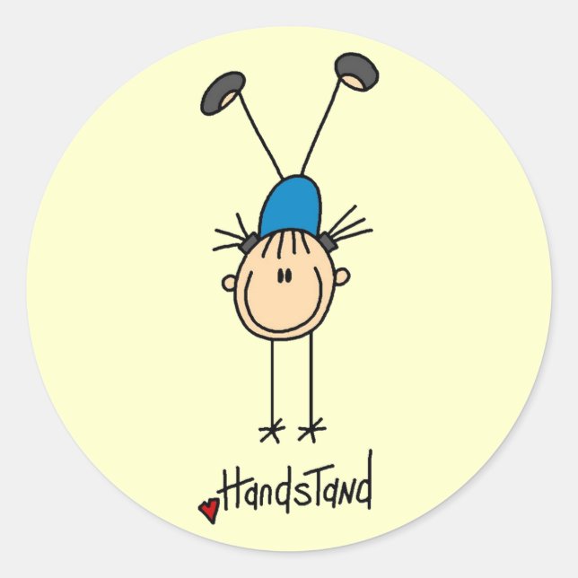 Pegatina Redonda Camisetas y regalos para gimnastas chicas (Anverso)