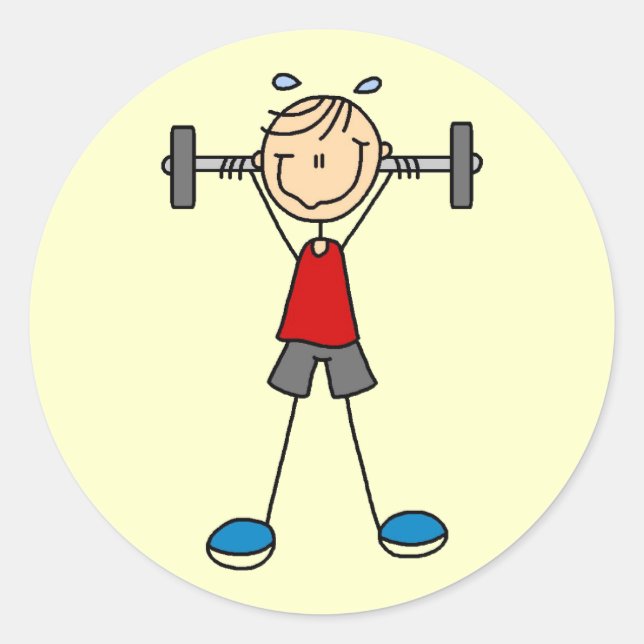 Pegatina Redonda Camisetas y regalos para levantar el peso (Anverso)