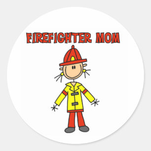 Pegatina Redonda Camisetas y regalos para mamás bomberos