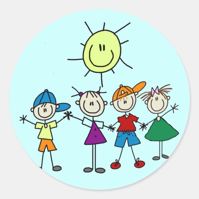 Pegatina Redonda Camisetas y regalos para niños de la figura de la  (Anverso)