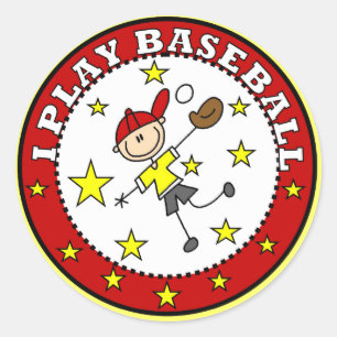 Pegatina Redonda Camisetas y regalos para niños que juegan béisbol
