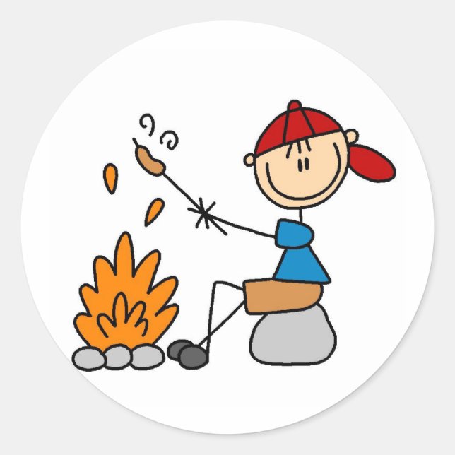 Pegatina Redonda Camisetas y regalos para perros calientes de asado (Anverso)