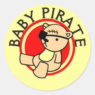 Pegatina Redonda Camisetas y regalos para piratas bebés